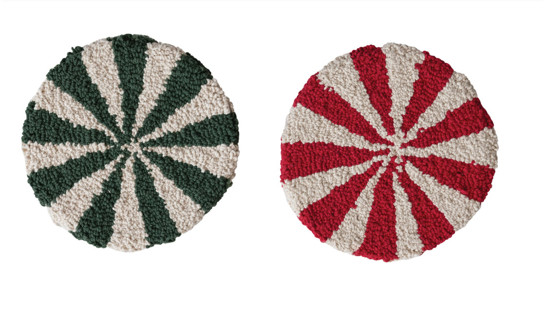 8" Round Cotton Tufted Candy Striped Trivet