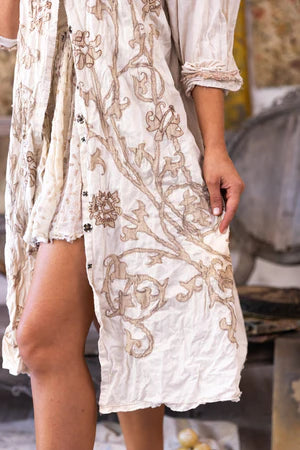 Magnolia Pearl Leola Embroidered Smock Coat - Moonlight
