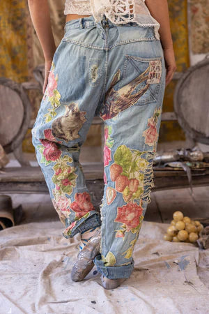 Magnolia Pearl Floral Appliqué Miner Denims - Washed Indigo