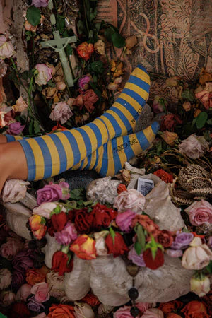 Magnolia Pearl Stripe OTK Socks - Bananas in Pyjamas