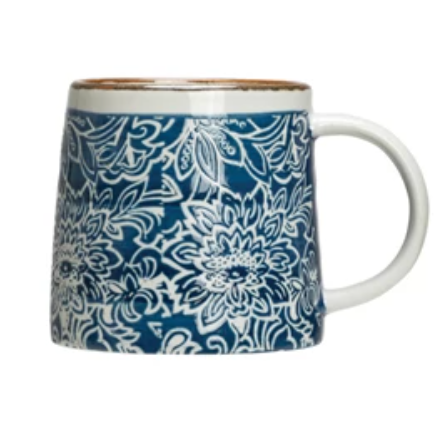 Hand-Stamped Stoneware Mug