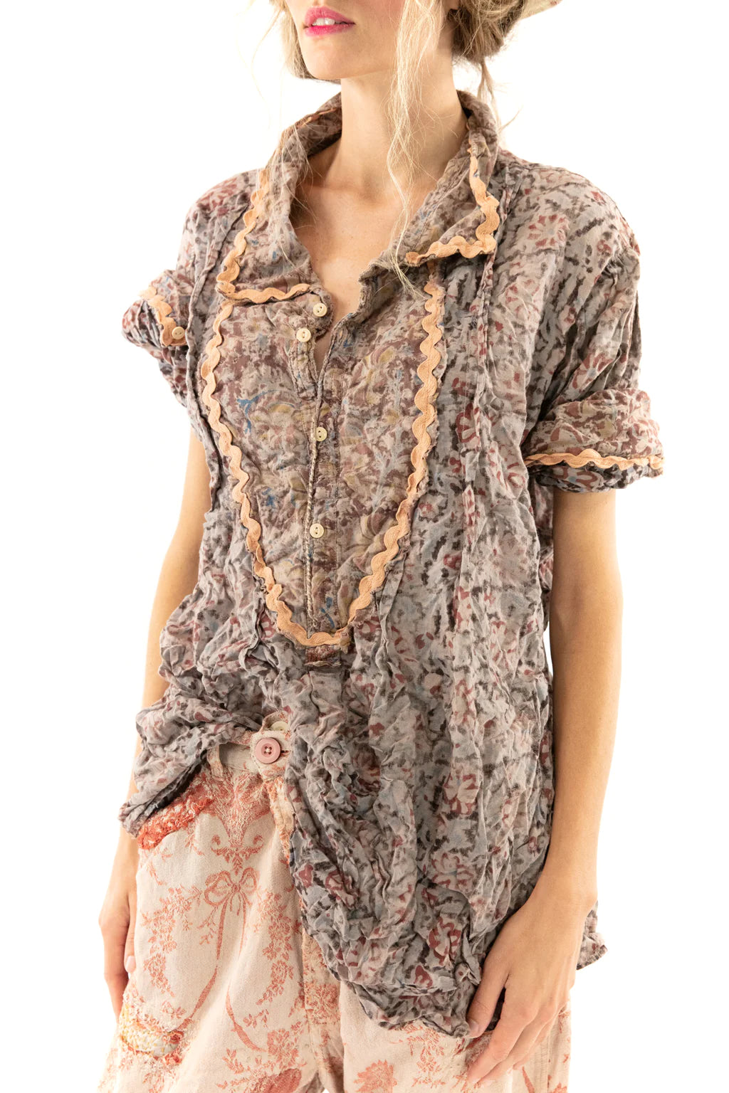 Magnolia Pearl Block Print Tora Shirt - Tresor