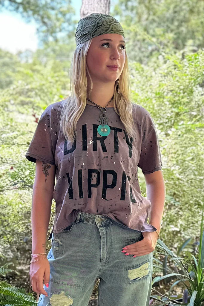 Jaded Gypsy Dirty Hippie Tee - Vintage Navy