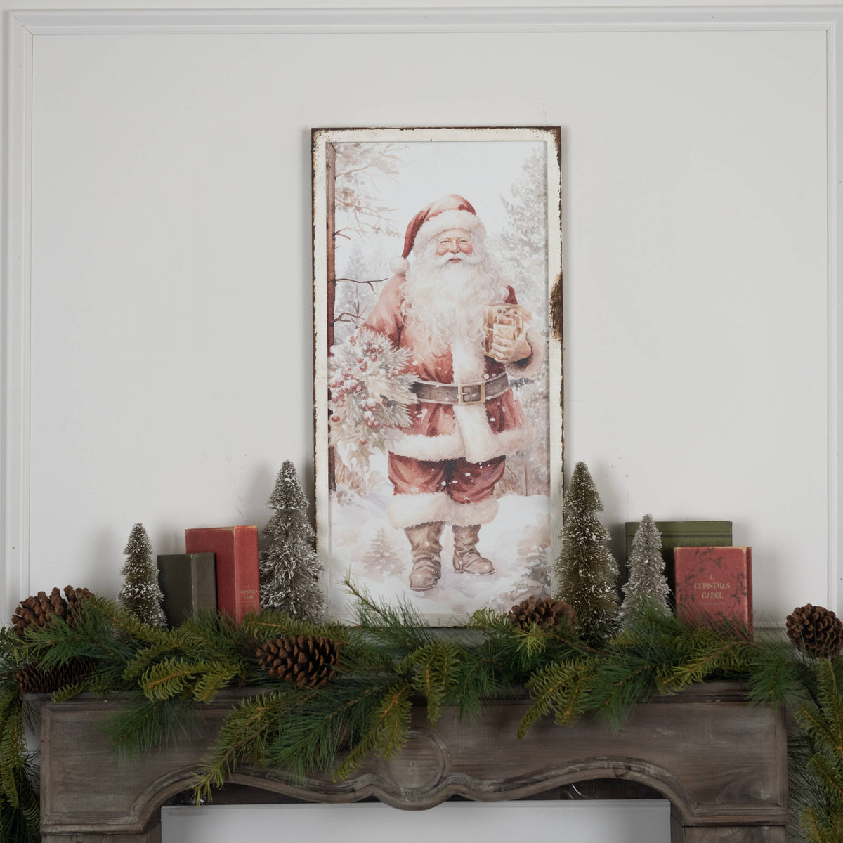 28" Santa with Wreath Print
