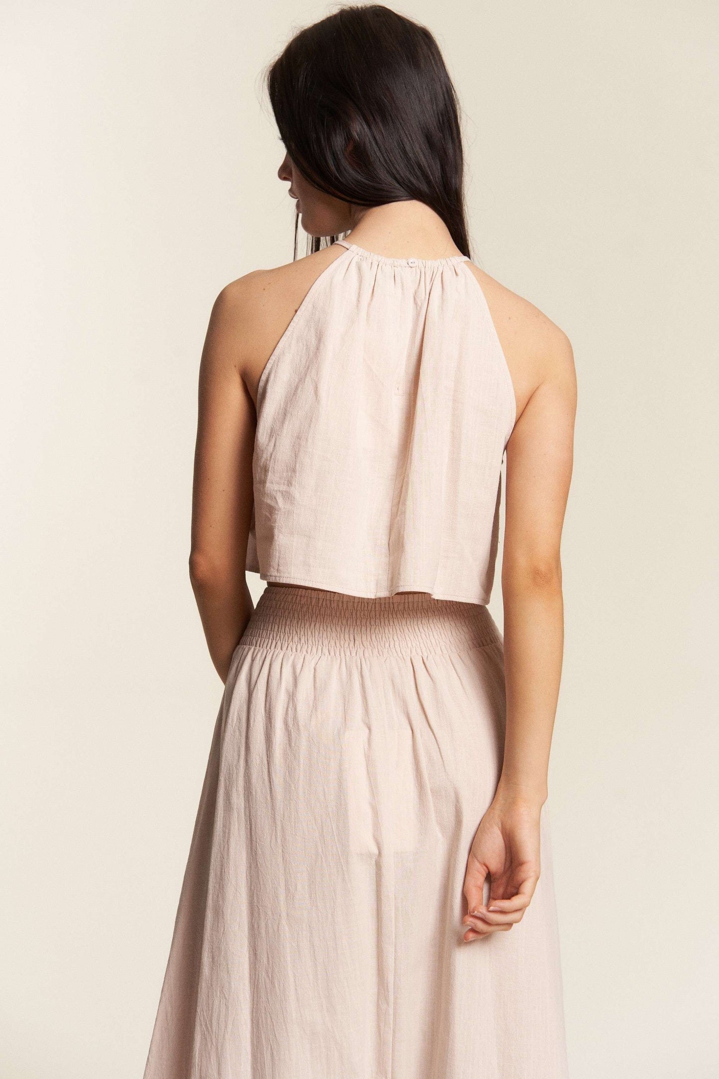 Halter Crop Top - Taupe