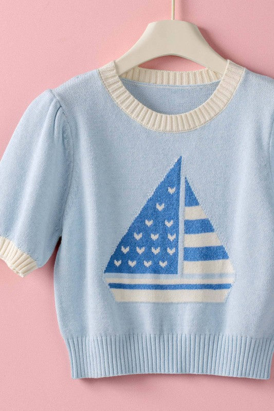 Sail Away Knit Top - Blue