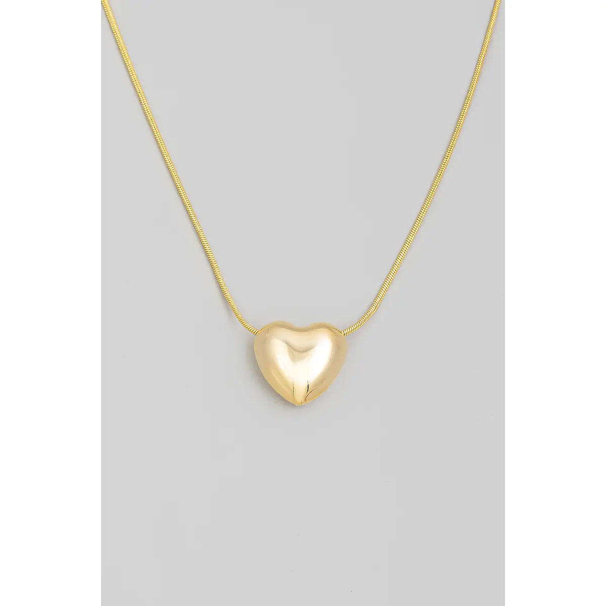Metallic Heart Pendant Necklace - Gold