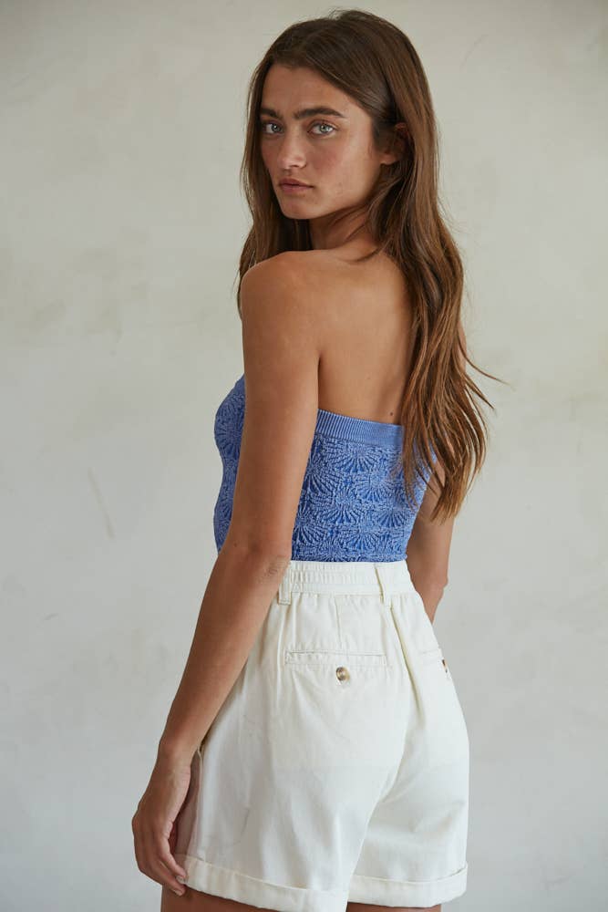 Knit Modal Nylon Spandex Seamless Jacquard Tube Top