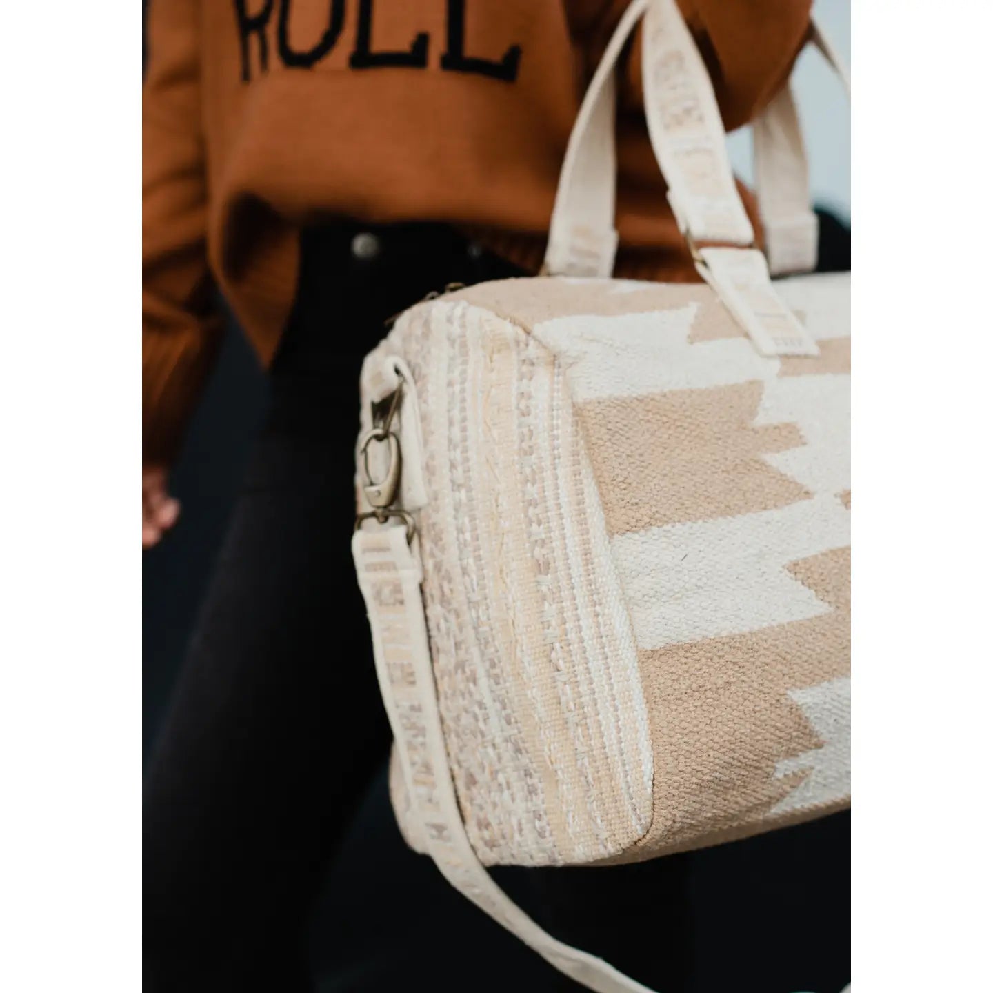 Tan & Cream Aztec Duffel Bag
