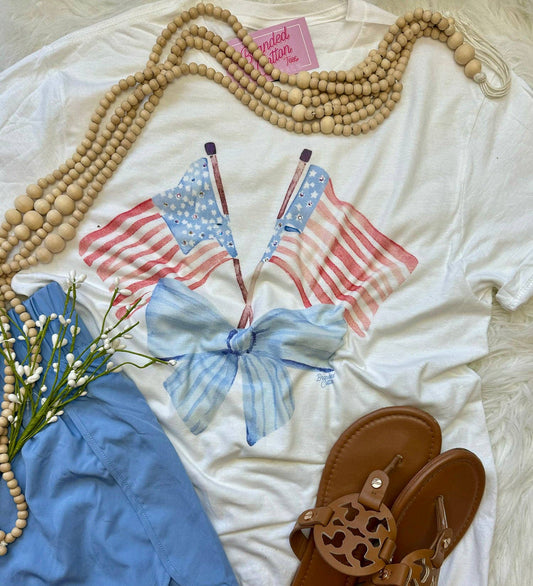 Red White & Bow Tee