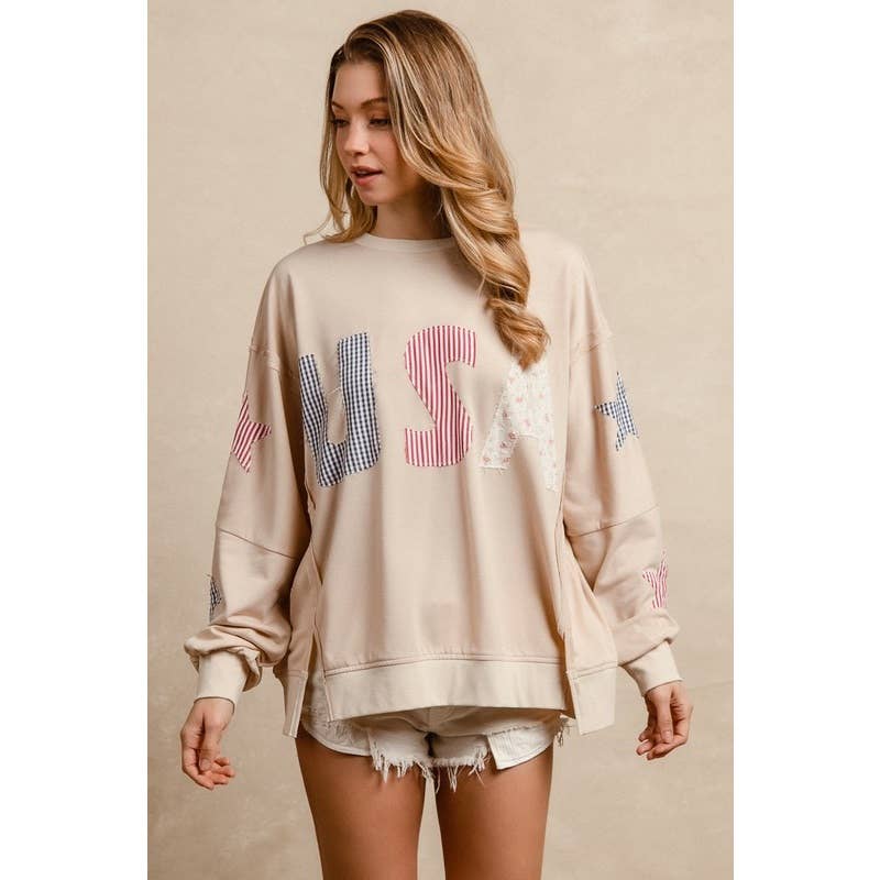 USA Patchwork Oversized Sweatshirt