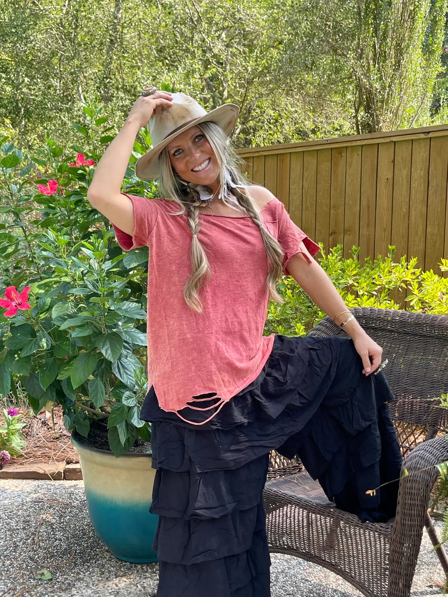 Vintage Distressed Pocket Shirt-Cranberry