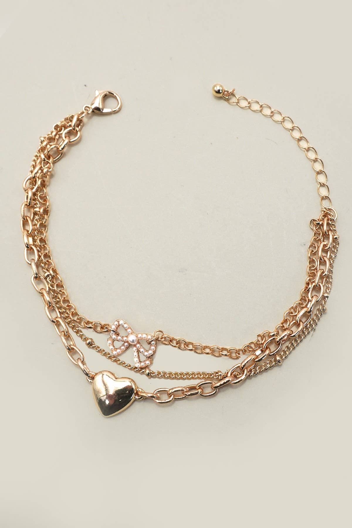 Charm Bracelet Multi Layer Heart Bow Charms