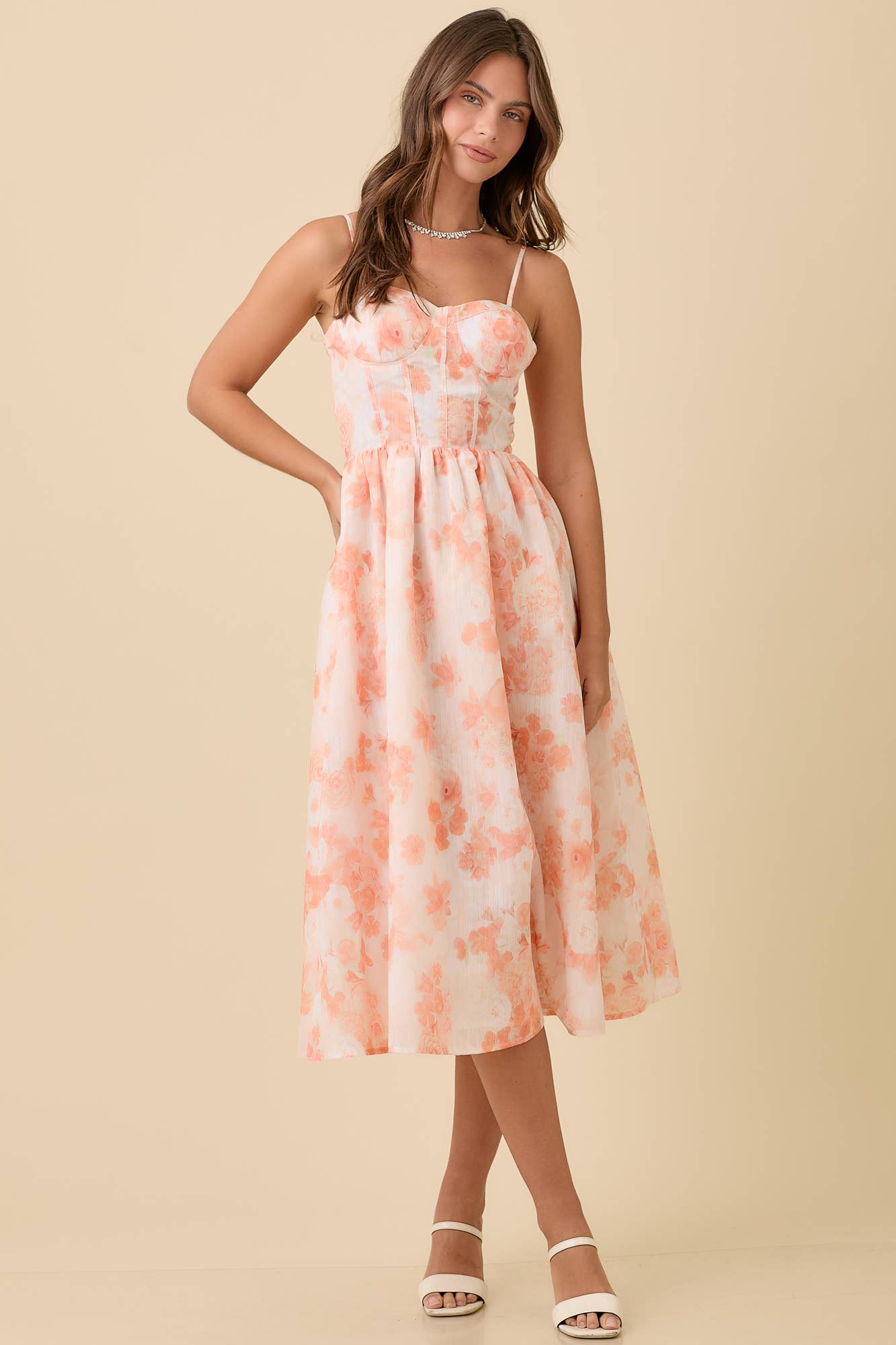 Bustier Corset Midi Floral Printed Dress