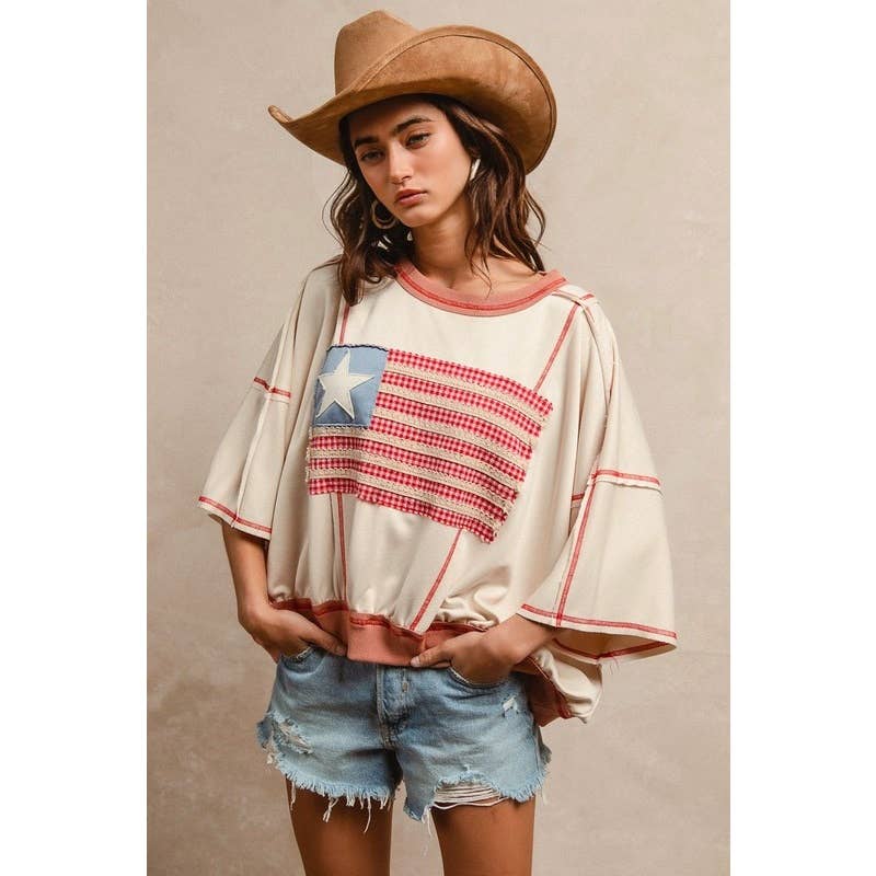 American Flag Patchwork Top