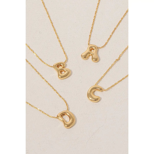 Gold Dipped Bubble Letter Pendant Necklace