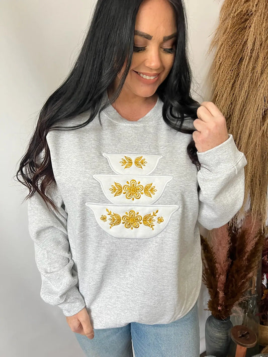 Vintage Bowl Set Sweatshirt -Butterfly Gold