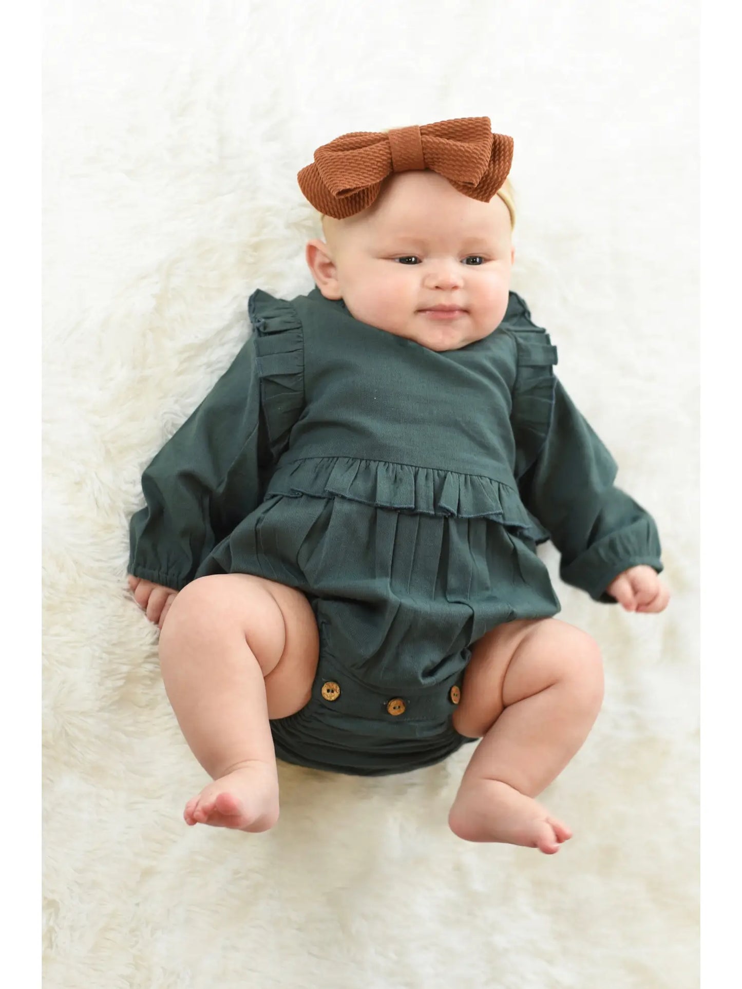 Dark Grey Ruffles Infant Romper