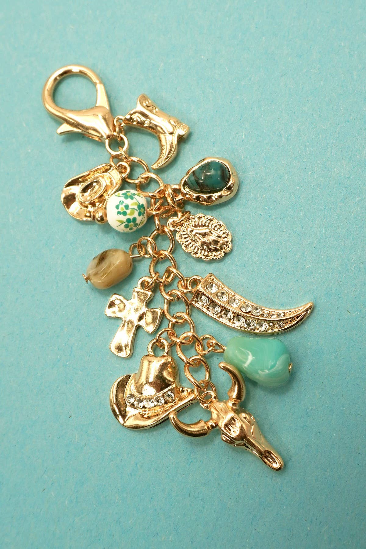 Western Porcelain Cross Boot Hat Bag Charm