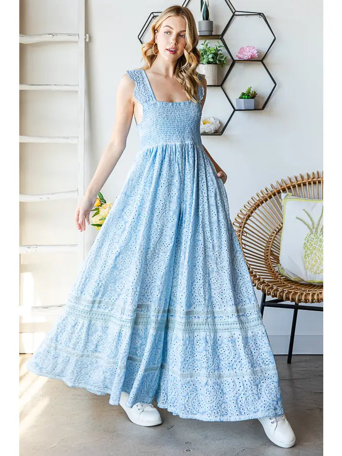 Washed Eyelet Jumpsuit