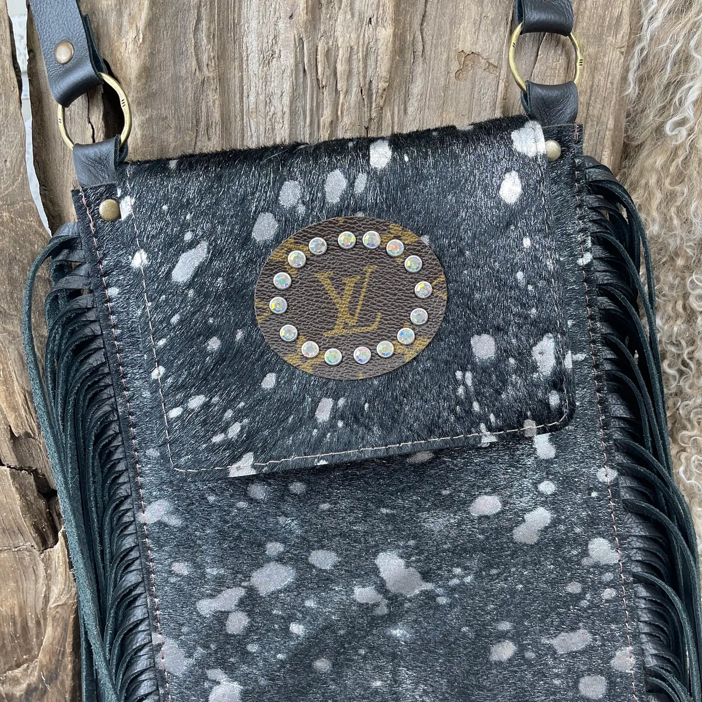 Black Tonya Upcycled Crossbody Handbag