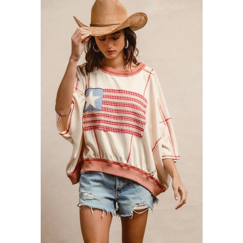 American Flag Patchwork Top