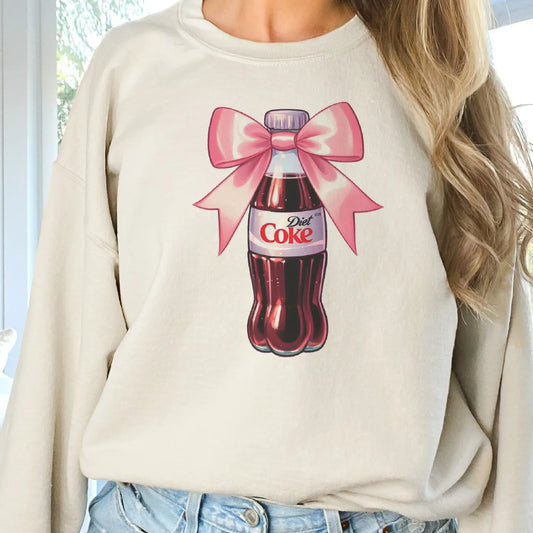 Coquette Diet Coke Pink Bow Soda Bottle Sweatshirt