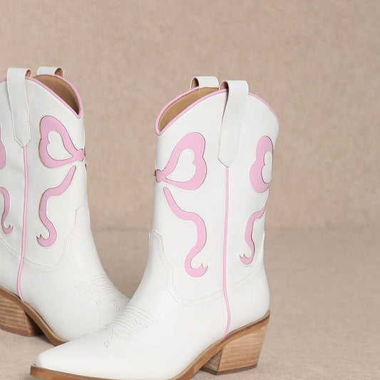 Miriam Ribbon Cut Out Design Coquette Booties