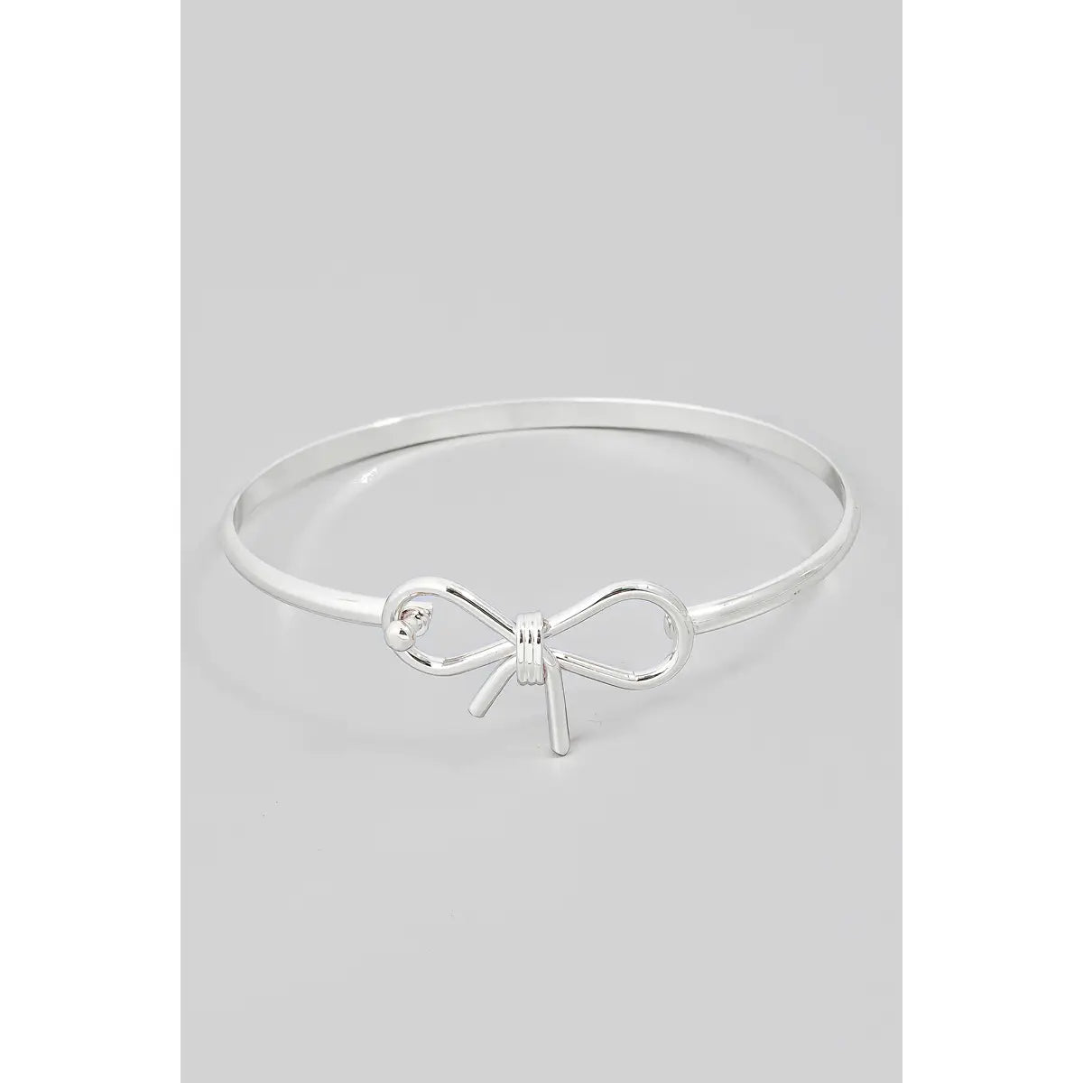 Metallic Wire Bow Bangle Bracelet - Silver