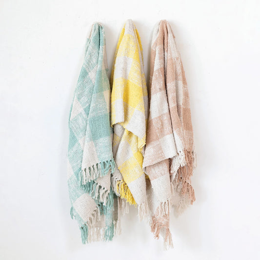 Hand-Woven Cotton Throw w/ Fringe
