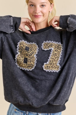 87 Leopard Print Patchwork Crewneck