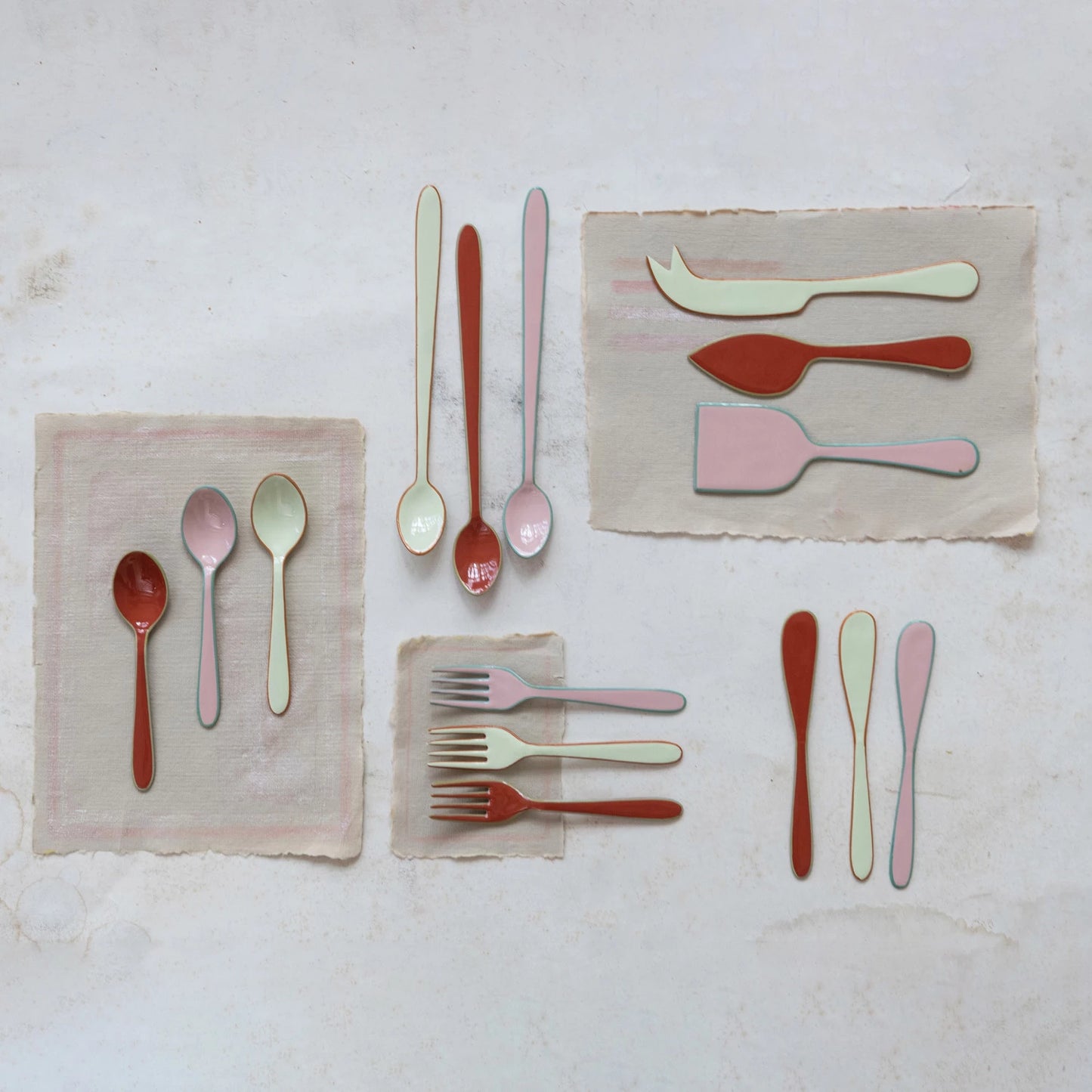 Enameled Stainless Steel Fork with Colored Edge