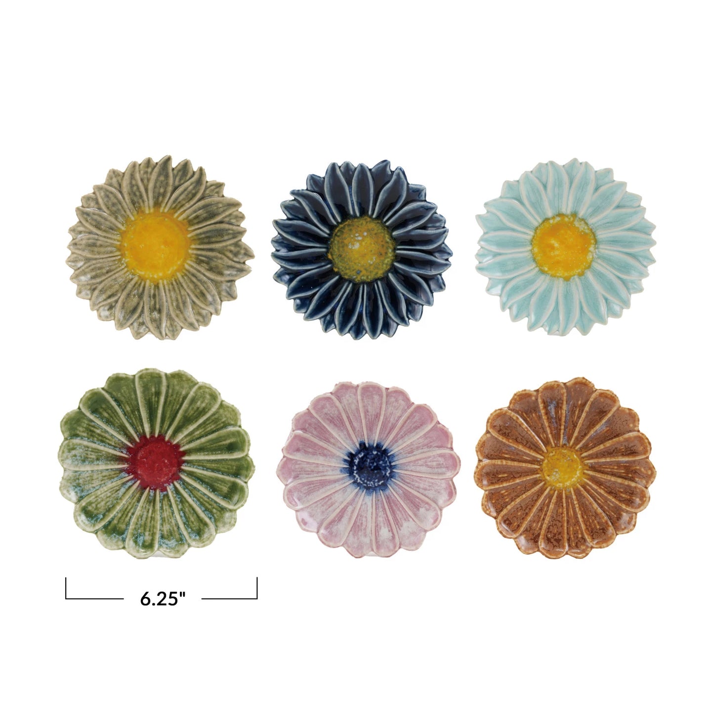Stoneware Flower Shaped Plate, Reactive Glaze