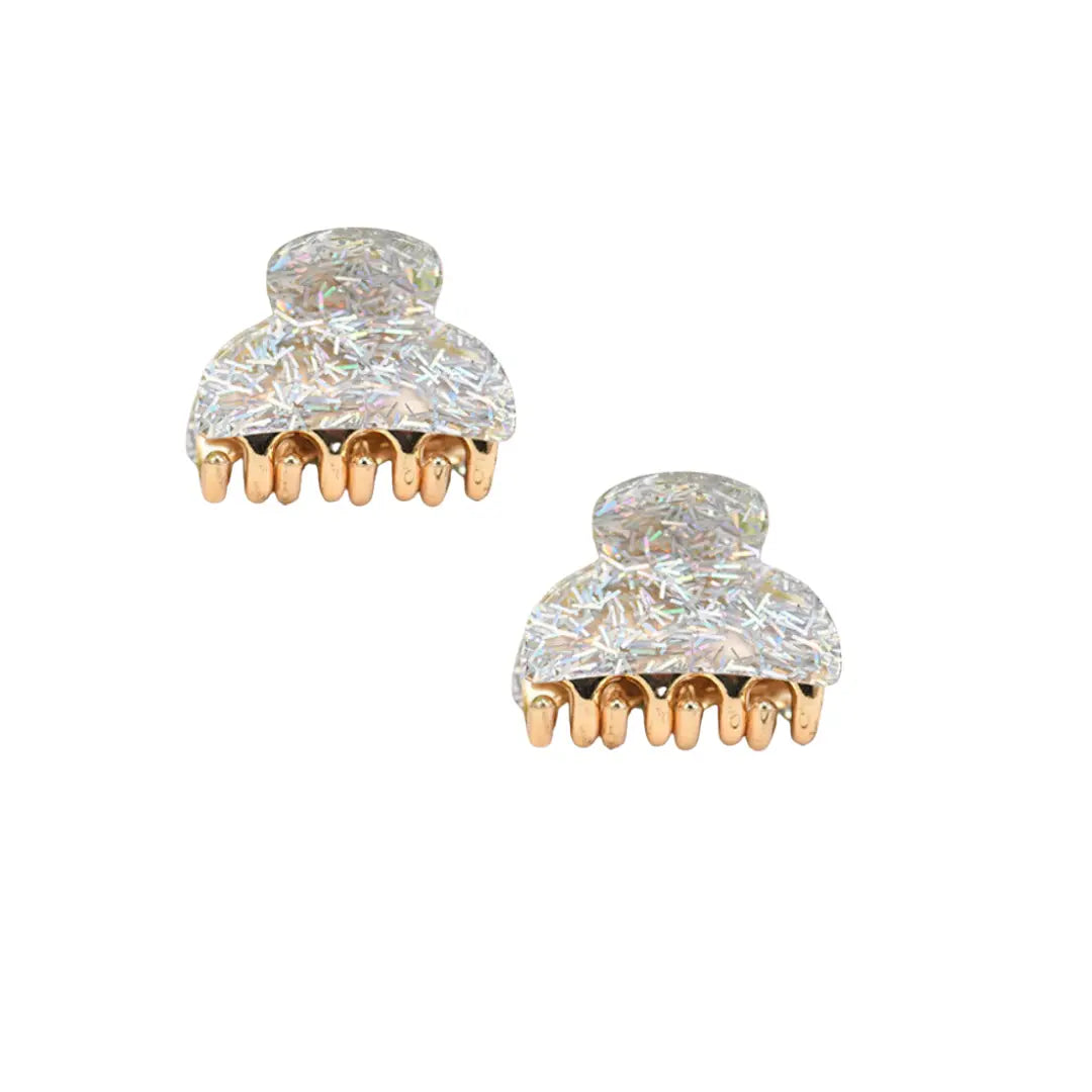 Small Claw Clip Set - Silver Confetti
