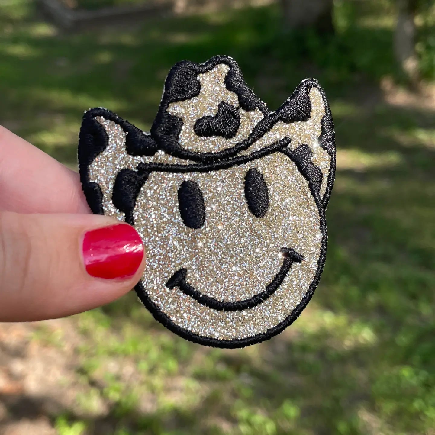 Gold & Black Glitter Cowgirl Iron-On Patch