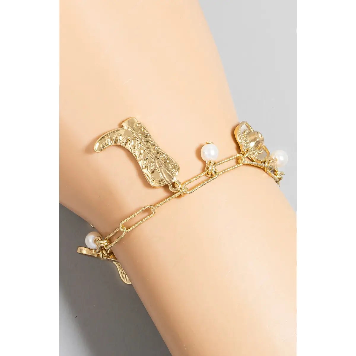 Western Charm Pearl Bead Chain Bracelet