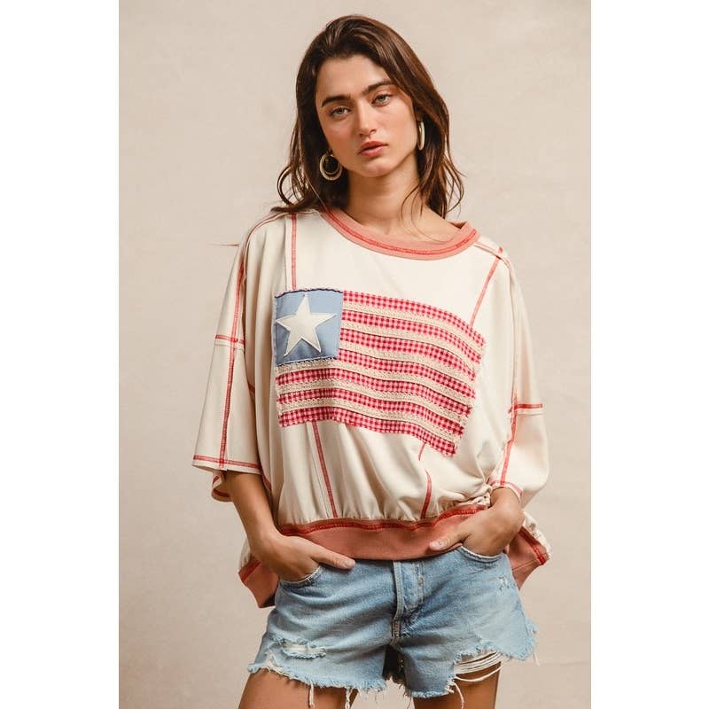 American Flag Patchwork Top