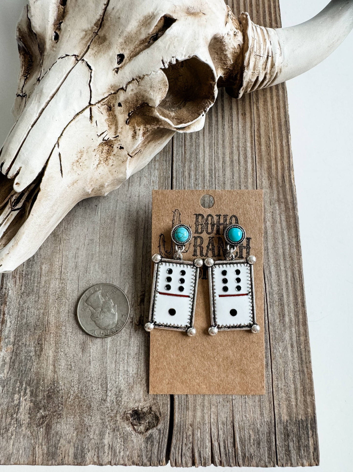 Western Dice Enamel Dangle Post Earring