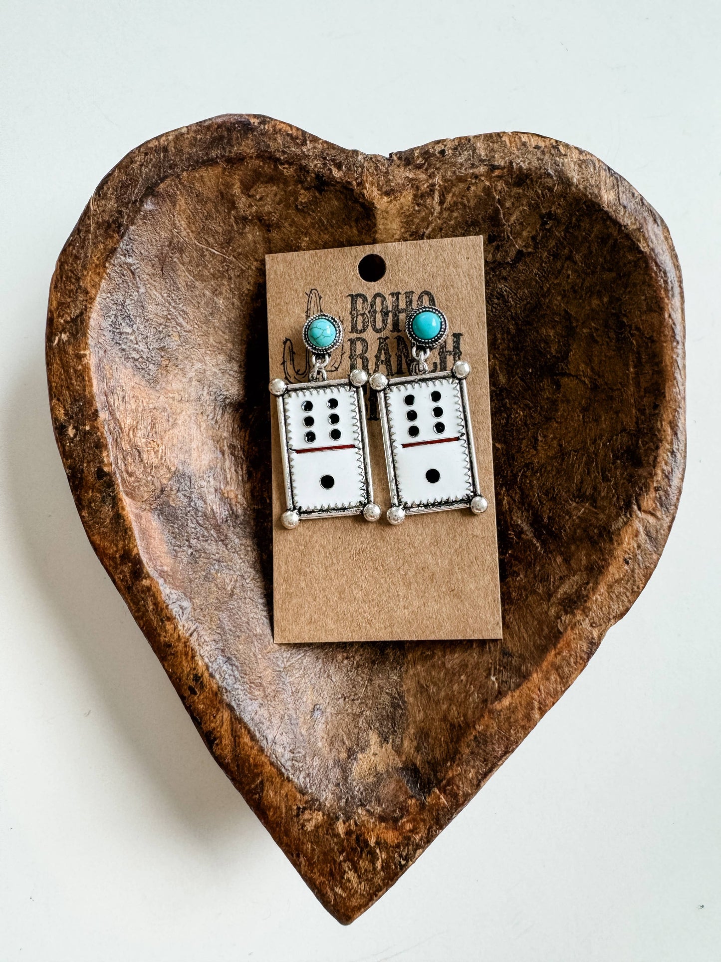 Western Dice Enamel Dangle Post Earring