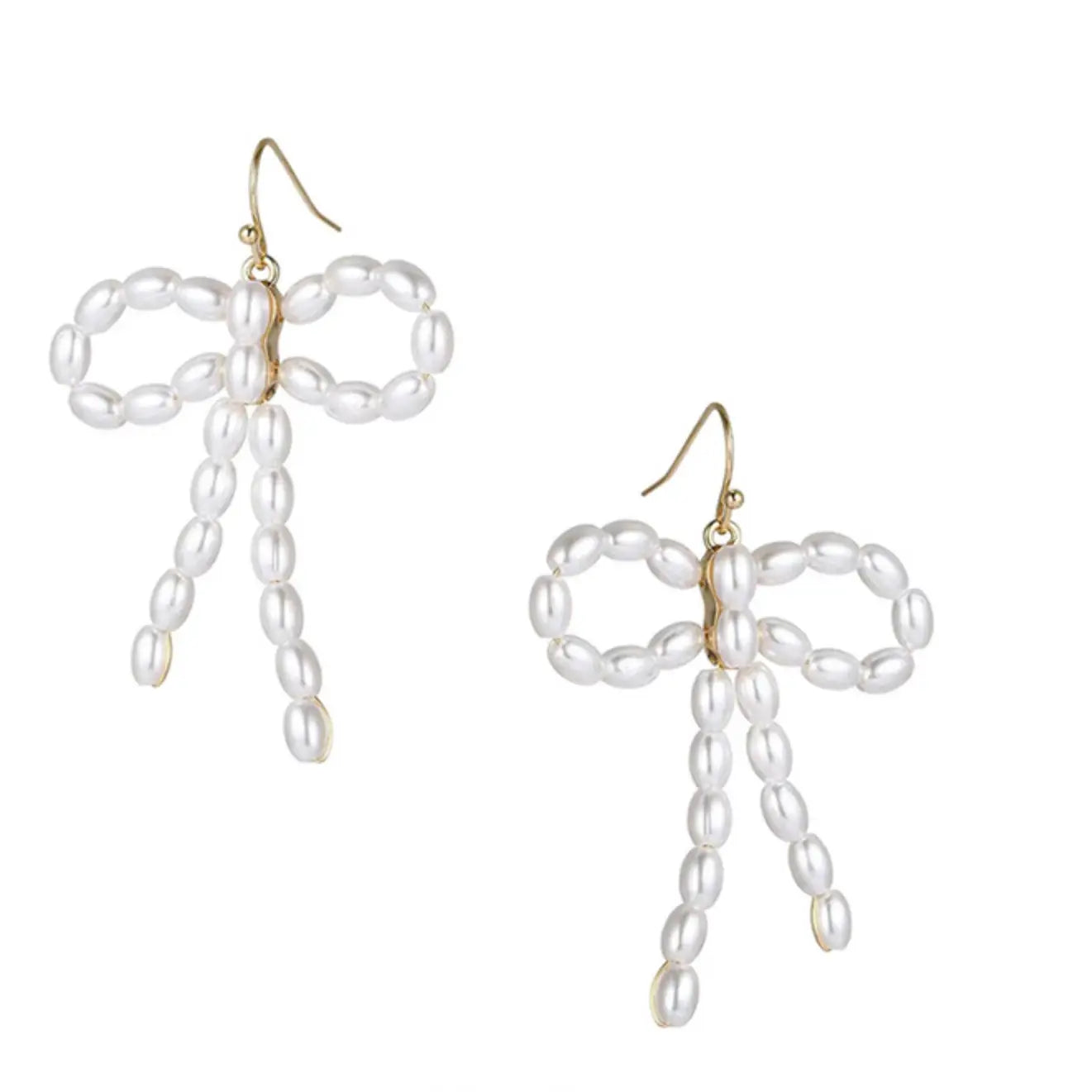 Pearl Bow Dangle Earrings - Coquette