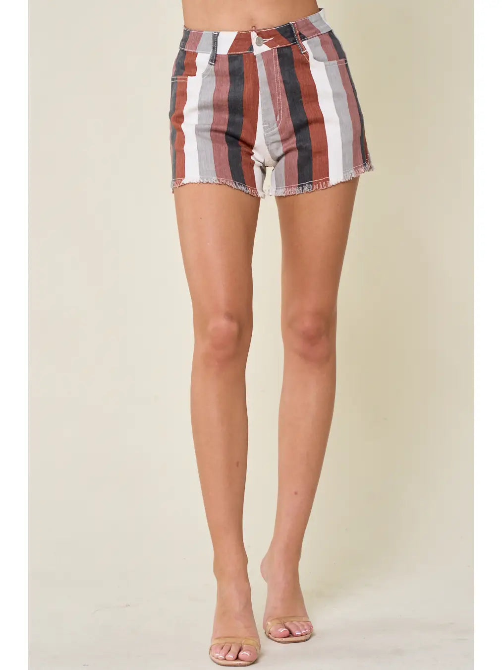Brown Multi Striped Shorts