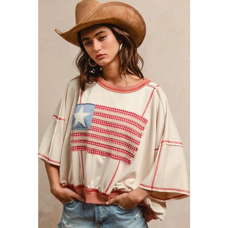 American Flag Patchwork Top
