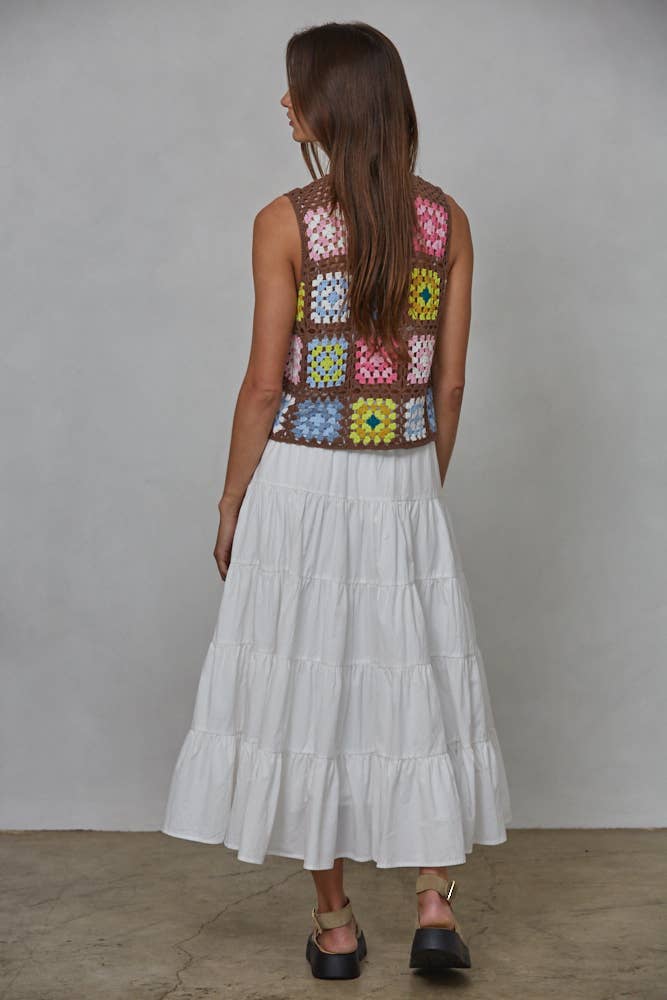 Knit Sweater Cotton Crochet Sleeveless Top