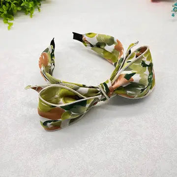 Pressed Wide-Brimmed Floral Bow Headband