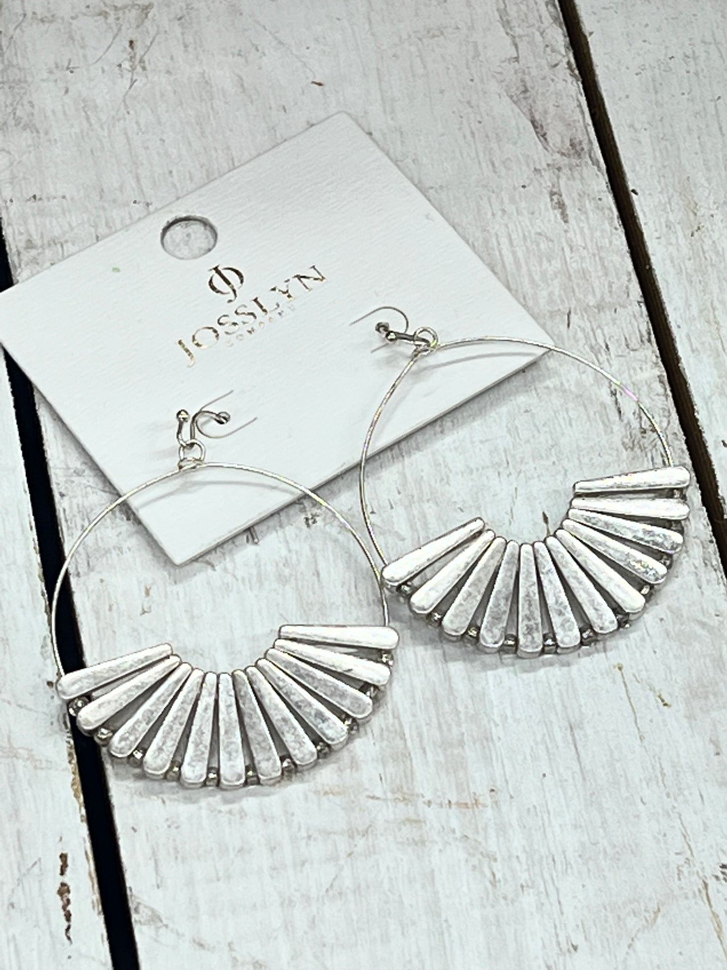 Silver Hoop Earring with Fan Detail