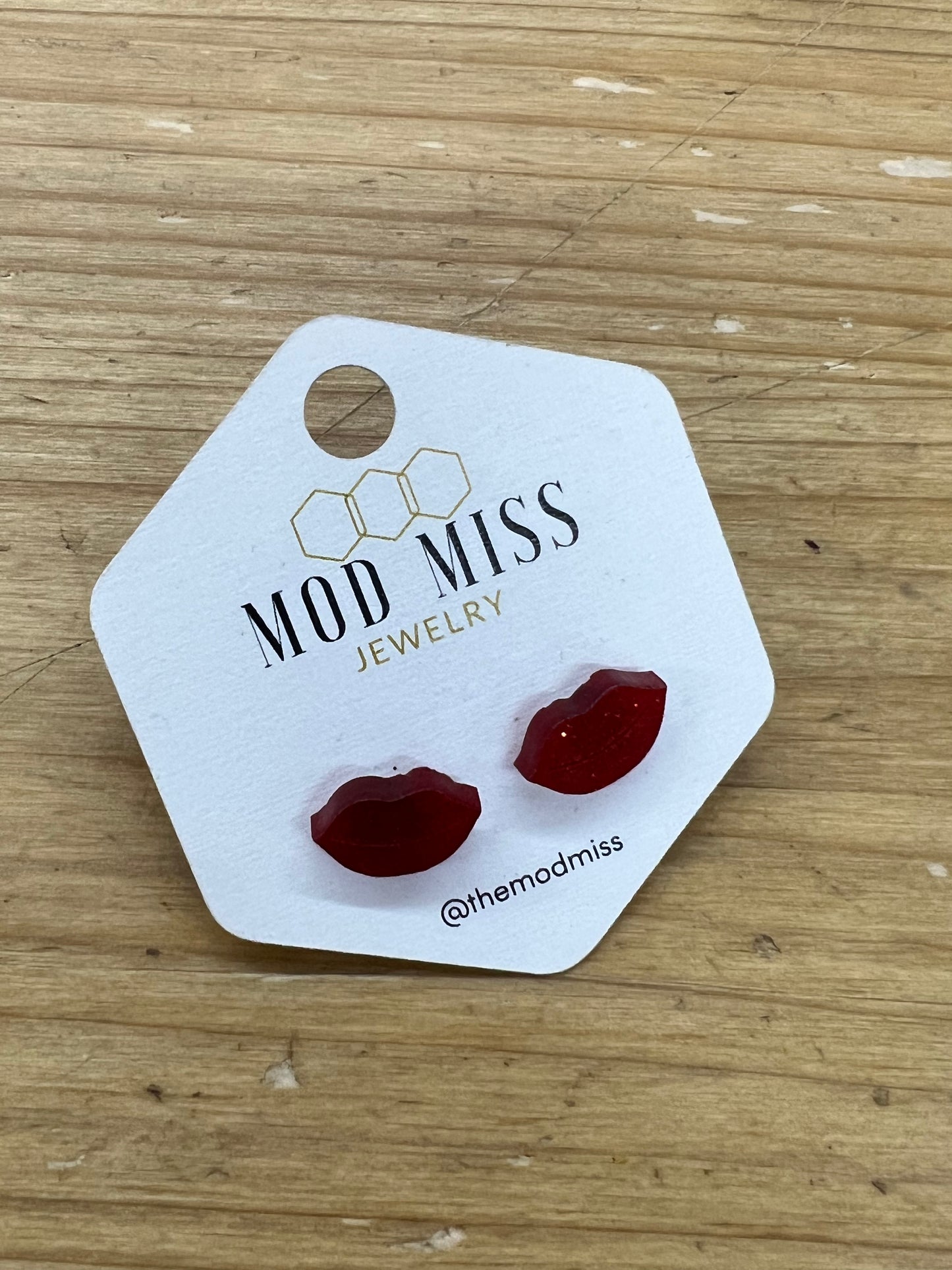 Red Glitter Lips Earrings