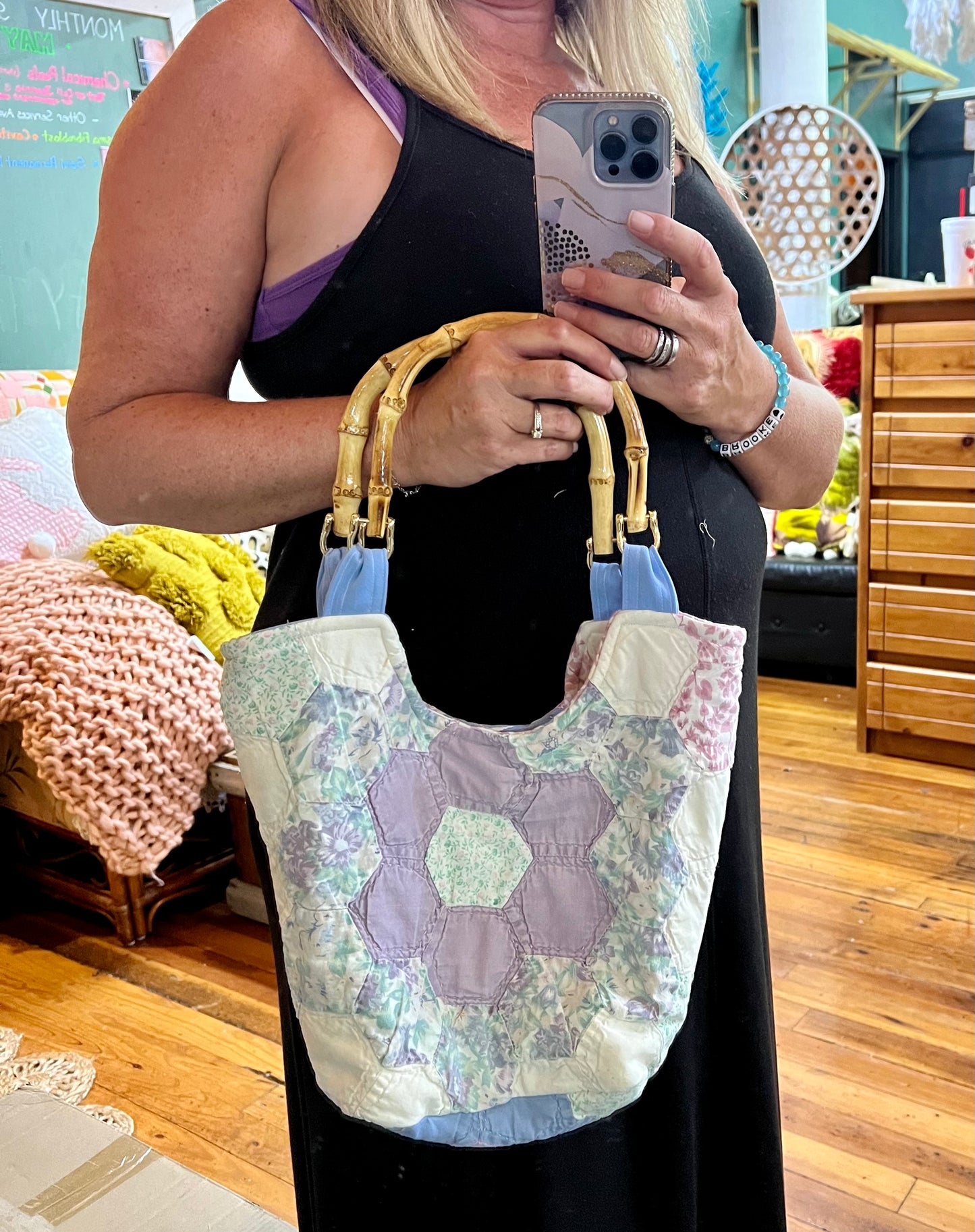 Vintage Quilt Purse - Purple/Floral