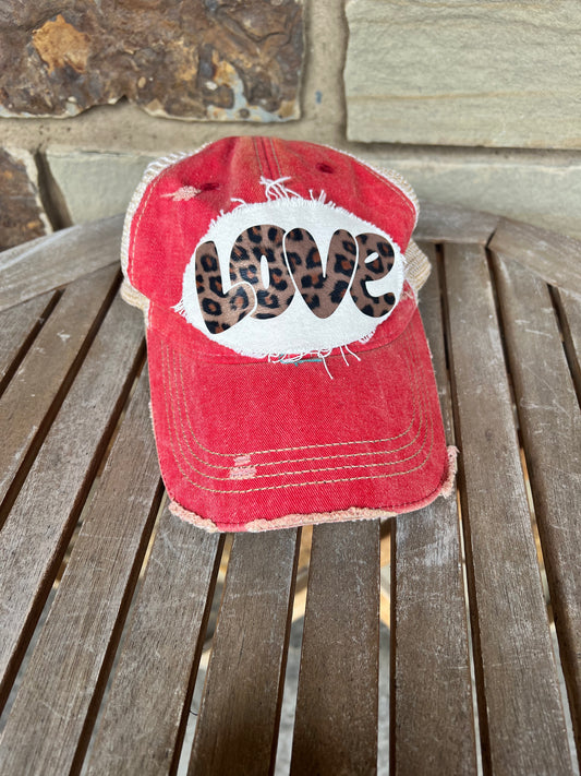 Love Distressed Ball Cap