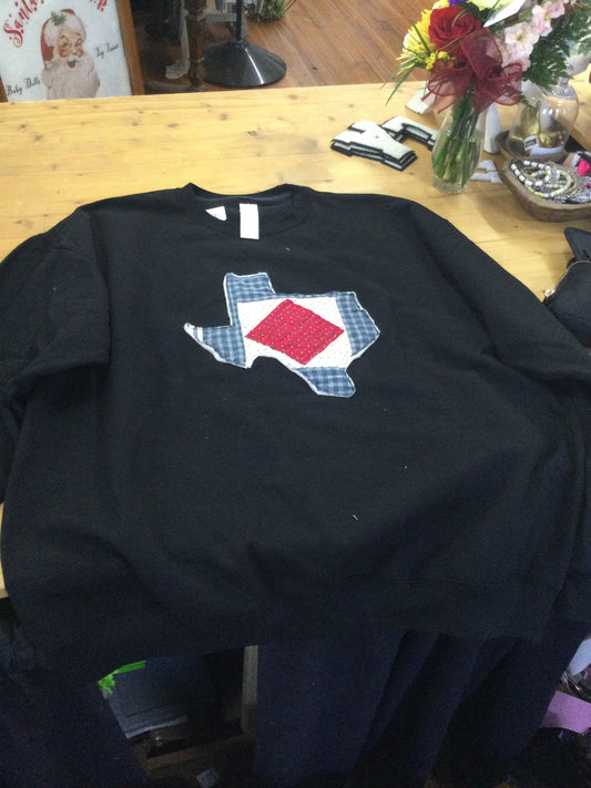 Vintage Quilt Texas Sweatshirt - Black
