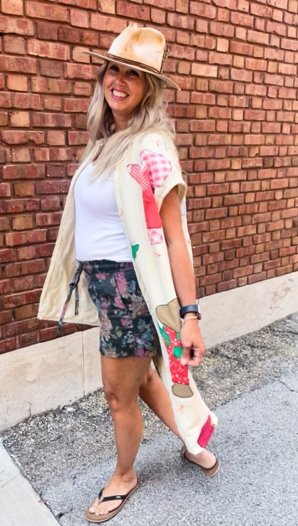 Vintage Stitched Sleeveless Jacket